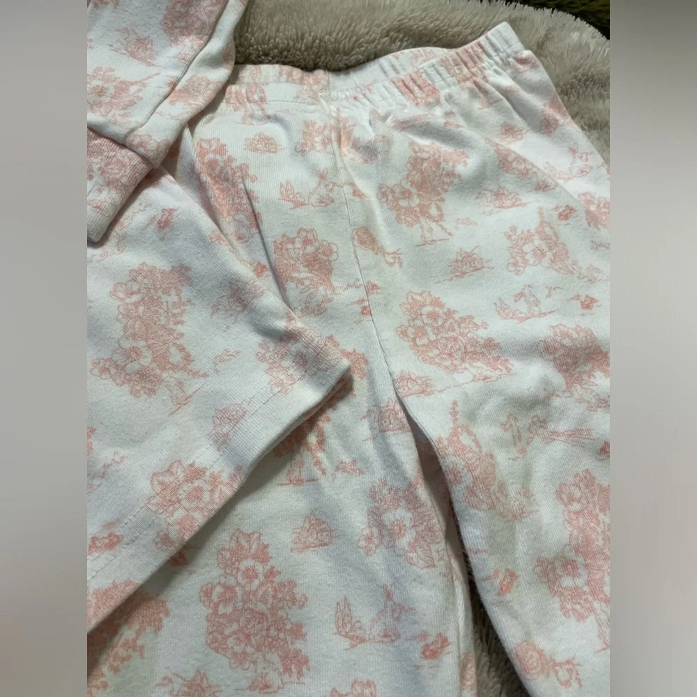 EUC Janie and Jack White with Pink Floral Pajama Set